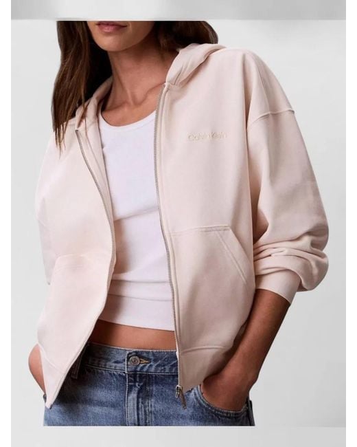 Calvin Klein Natural Terry Full Zip Logo Hooded Sweatshirt