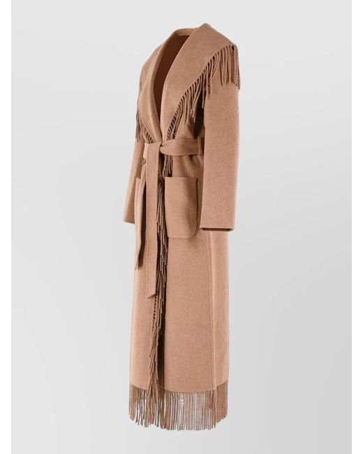 Jonathan Simkhai Natural Carrie Long Wool Blend Belted Coat