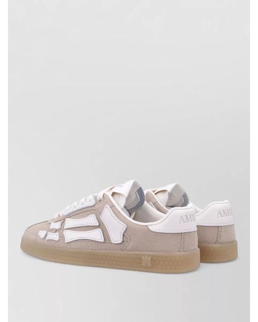 Amiri Pink Bones Pacific Leather Sneakers With Signature Appliqués