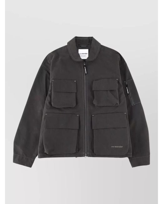 And Wander Black Single Breasted Coat for men