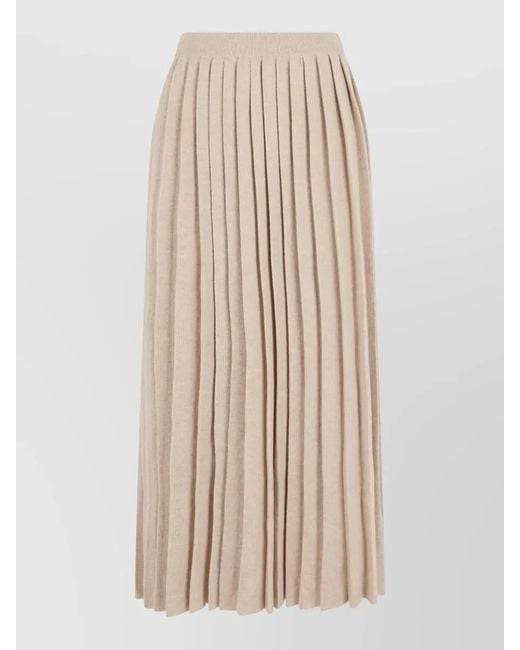 Fabiana Filippi Natural Long Pleated Skirt High Waist Design