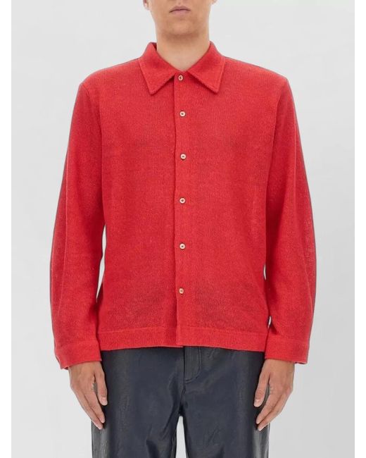 Séfr Red Garcia Shirt Long Sleeve Ribbed for men