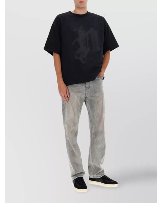 Purple Brand Black Graphic Relaxed Fit T-Shirt With Short Sleeves for men