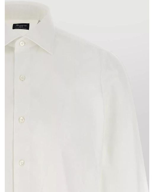 Finamore 1925 White Napoli Shirt Button Down Collar Cuffs for men