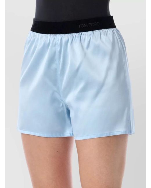 Tom Ford Blue Silk Relaxed-Fit Pajama Shorts