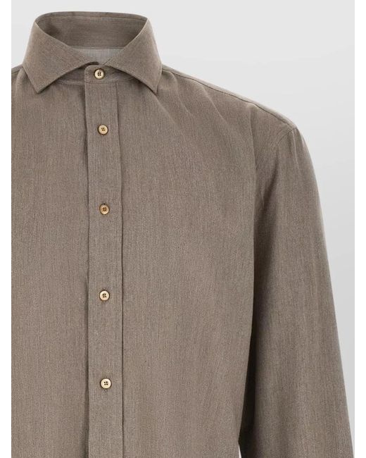 Brunello Cucinelli Brown Herringbone Shirt for men