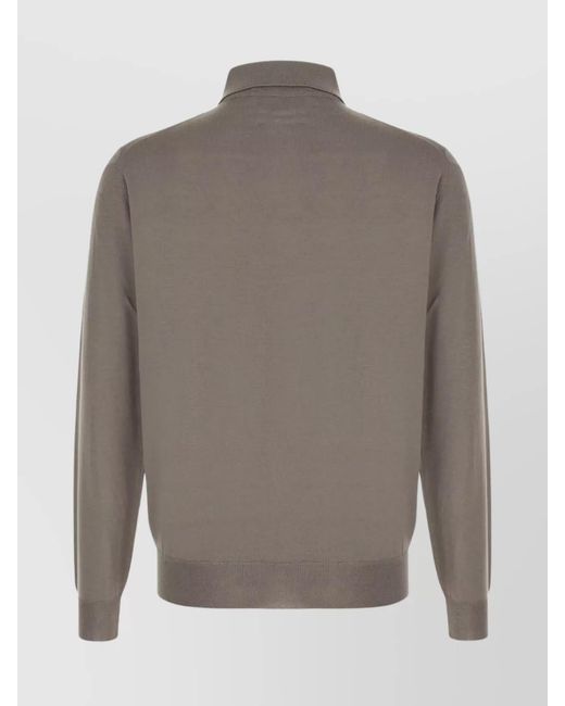 Lardini Gray Long Sleeve Knit Polo Shirt For for men