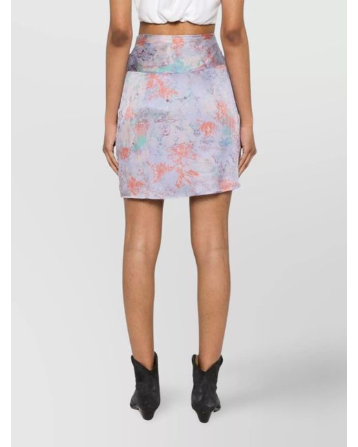 IRO White Abstract Pattern Silk Mini Skirt