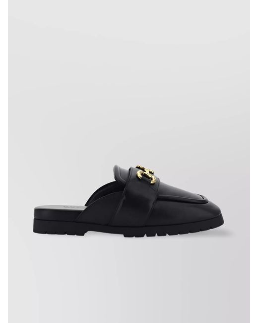 Gucci Black Leather Square-Toe Mules for men