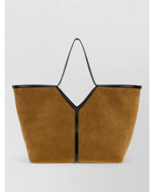 Saint Laurent Brown Suede Y Shopping Tote Bag