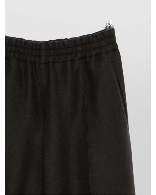 AMI Black Virgin Wool Wide-Leg Cropped Trousers