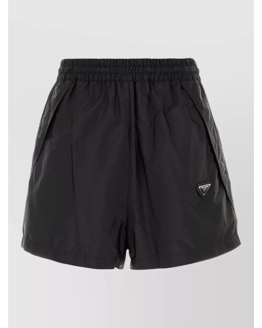 Prada Black Renylon Shorts Featuring Practical Side Pockets