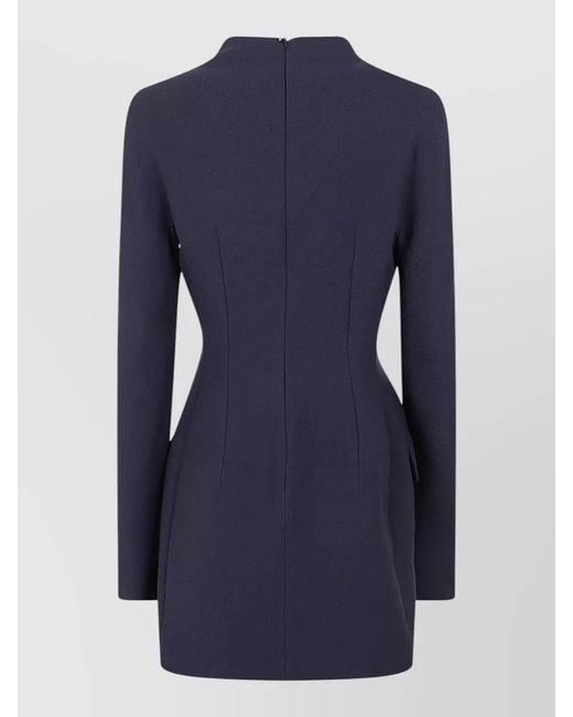 Max Mara Blue Tefrite Jacket Front Pockets Long Sleeves