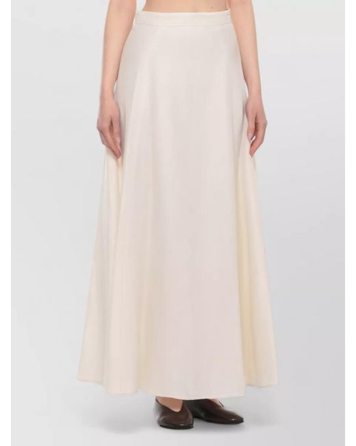 Woolrich White High Waisted Midi Skirt Linen Blend