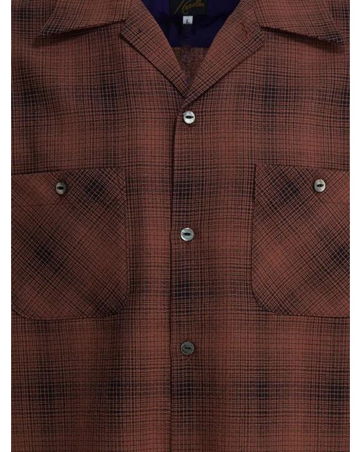 Needles Brown Checked Wool Shirt for men