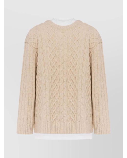 Moschino Natural Crewneck Cable Knit Sweater for men