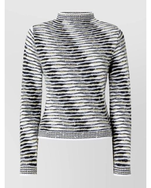 Missoni Multicolor Striped Mock Neck Long Sleeve Knit Top