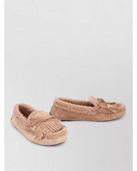 Jimmy Choo Pink Manon F Suede Driving Moccasins Slipons