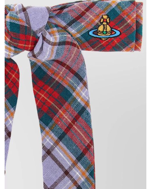 Vivienne Westwood Blue Tartan Plaid Knot Detail Hair Clip