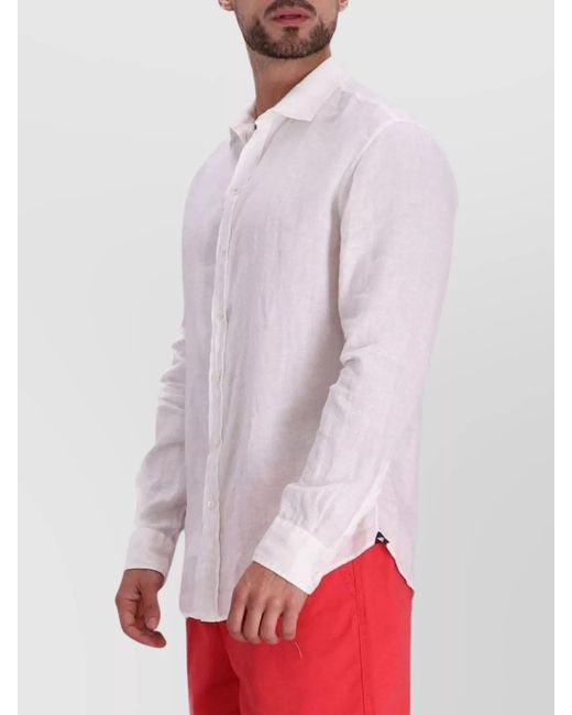 Emporio Armani Pink Linen Long-Sleeve Shirt for men