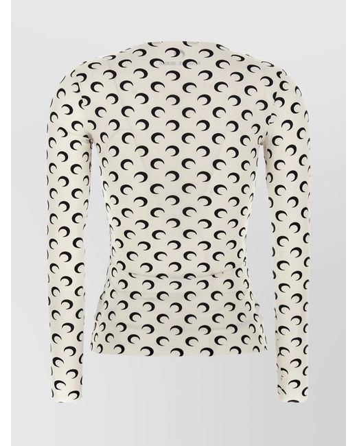 MARINE SERRE White 'Jersey Imprimé Lune Seconde Peau' T-Shirt