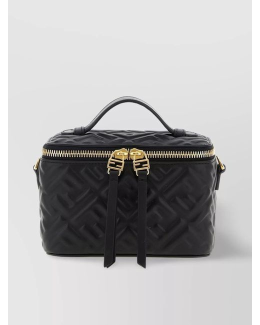 Fendi Black Quilted Texture Top Handle Handbag