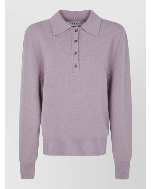 Rohe Purple Cashmere Silk Wool Polo Jumper