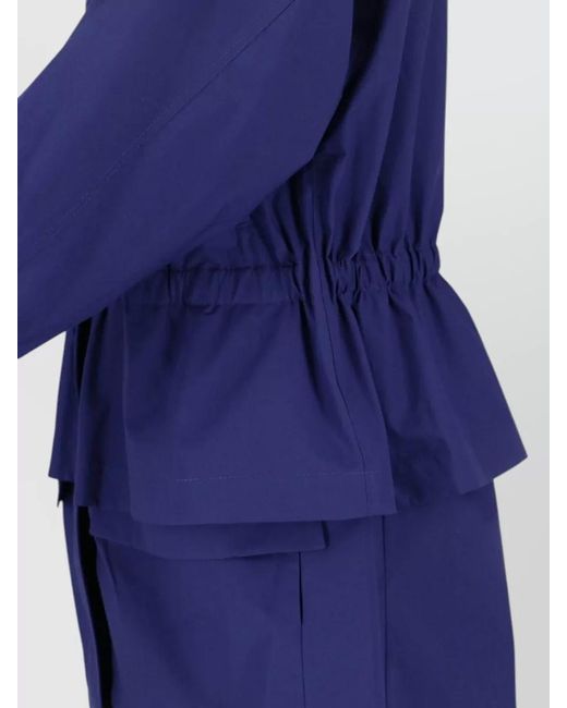 Fendi Blue Longline Jacket High Collar Elasticated Waist