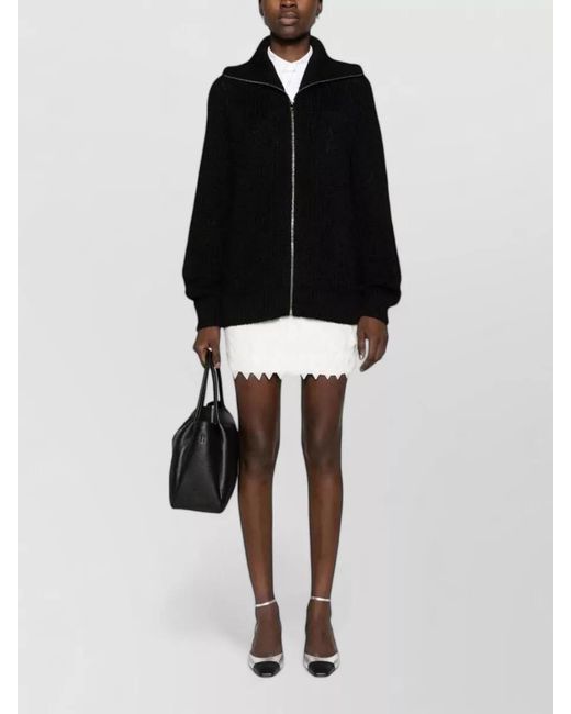 Prada Black Knit Jacket High Collar Long Sleeves Hem