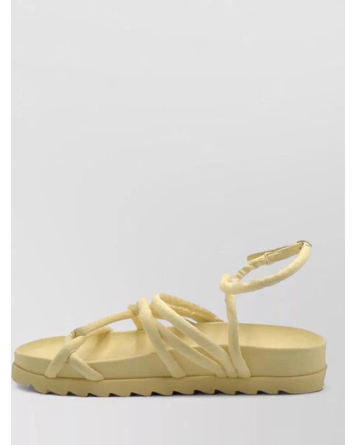 Chiara Ferragni Natural Slides Flat Sole Braided Straps Open Toe