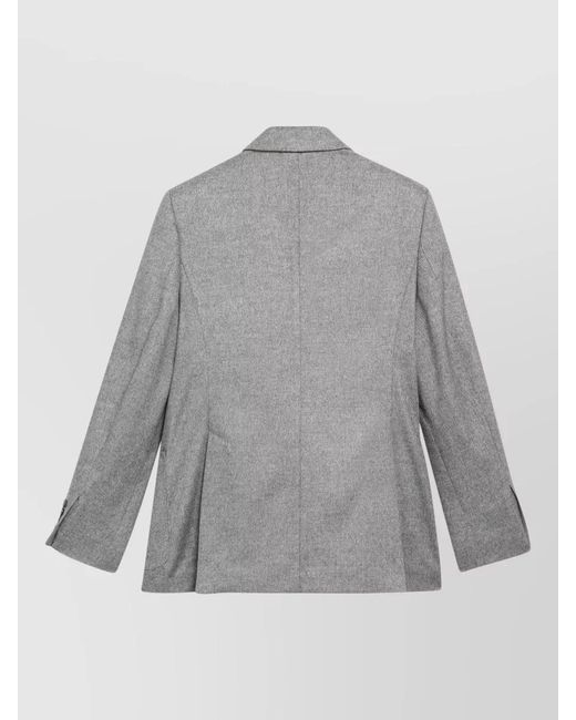 Max Mara Gray Tailored Jacket Notched Lapel Back Vent