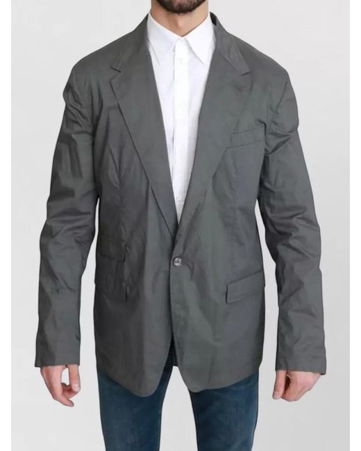 Dolce & Gabbana Gray Cotton Single Breasted Blazer for men
