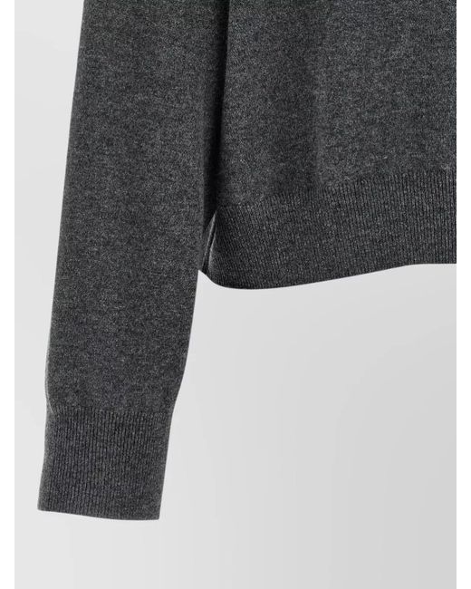 Brunello Cucinelli Gray Cashmere Ribbed Turtleneck Sequin Loose-Fit Sweatshirt
