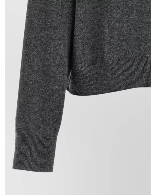 Brunello Cucinelli Gray Cashmere Turtleneck Sweater Loose Fit Cropped