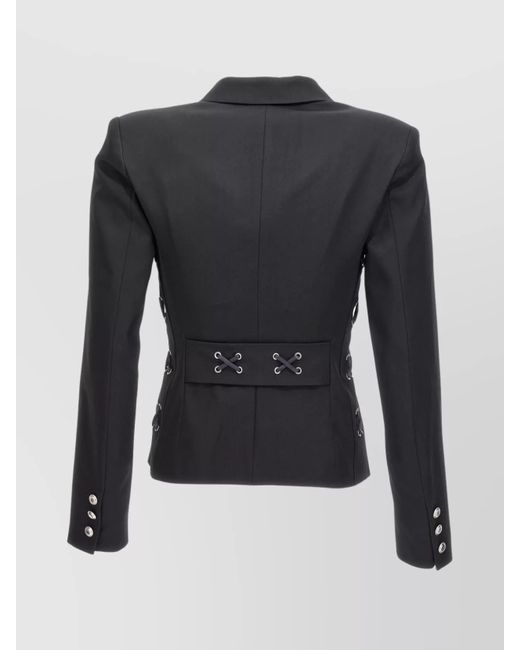 Alessandra Rich Black Single-Breasted Fitted Blazer Jacket