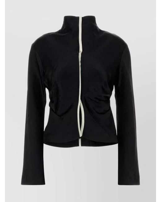 Nanushka Blue Satin Domini Blouse Silhouette Collar Sleeves
