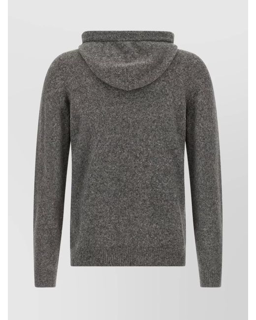 Roberto Collina Gray Cashmere Silk Hooded Sweater for men