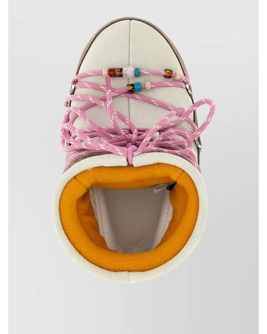 Moon Boot Pink Beaded Suede Ankle Boots