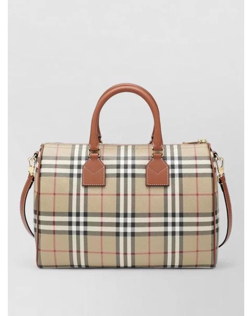 Burberry Multicolor Check Pattern Tote Bag Detachable Strap Top Handle