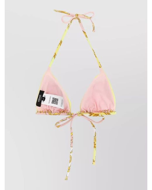 Versace Yellow Printed Triangle Bikini Top