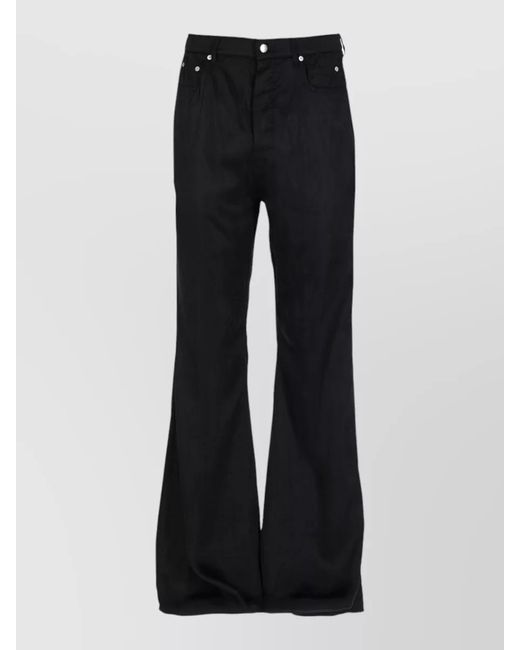 Rick Owens Black Cupro Bootcut Trousers for men