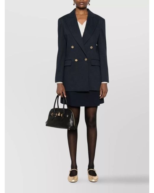 P.A.R.O.S.H. Blue Textured Double-Breasted Blazer