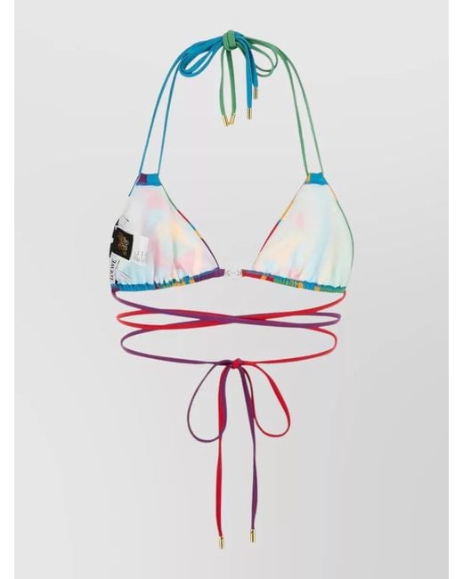 Loewe Blue Geometric Stretch Nylon Triangle Bikini Top