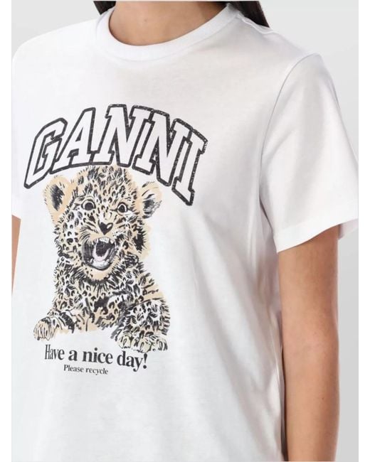 Ganni White Leopard T-Shirt
