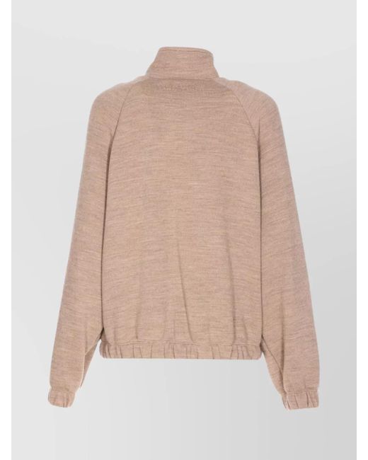 Max Mara Natural Wool Cotton Turtleneck Fitted Jacket
