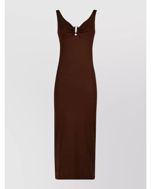 Fisico Brown Dress Front Knot Maxi Scoop Back