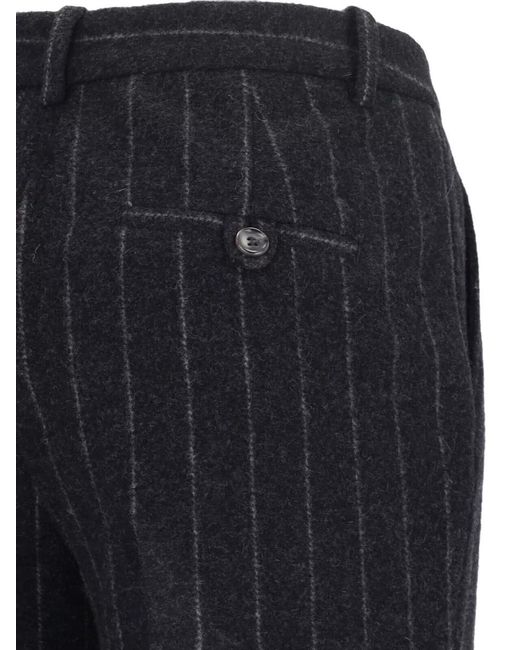 THE GARMENT Blue Tailored Straight Pants Belt Loops Back Pocket Pinstripes