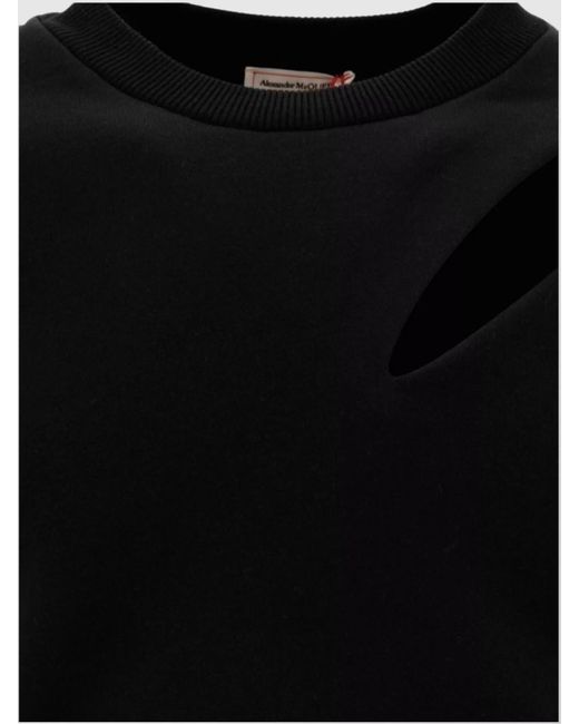 McQueen Black Cotton Cutout Sweatshirt