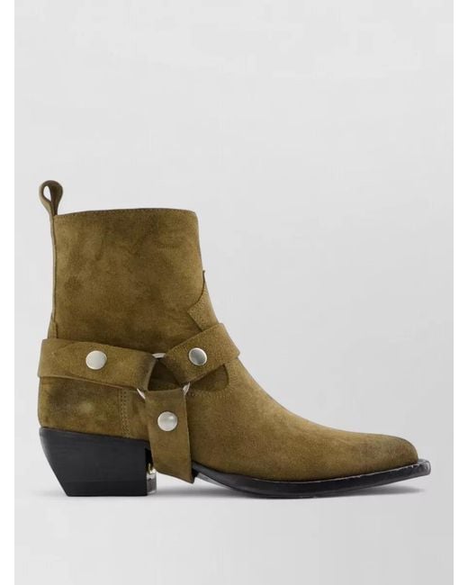 Golden Goose Deluxe Brand Green Debbie Ankle Boots Leather Studs Strap
