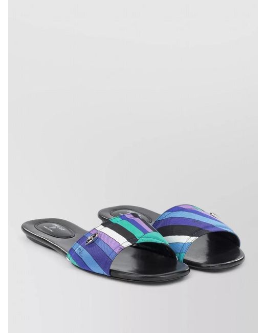 Emilio Pucci Blue Yummy Slide Sandal Open Toe Rubber Sole